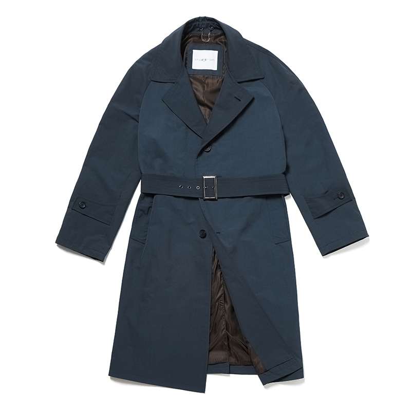 Ink blue spring belted coat