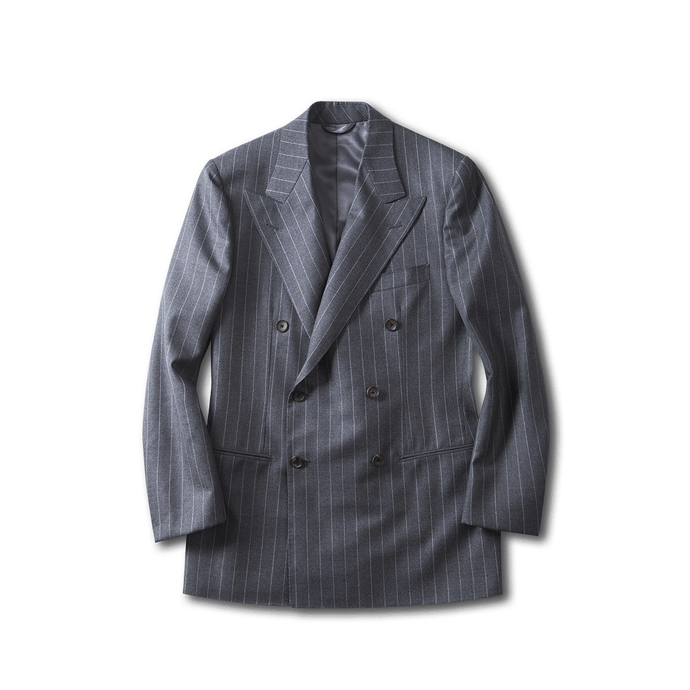 B&amp;TAILOR Gray Choke Stripe Double Breasted Suit (DRAPERS社)