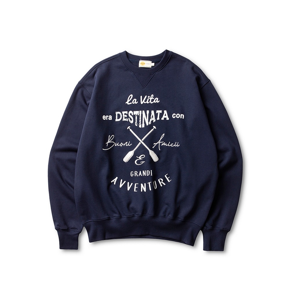 Embroidery Overfit Sweatshirts (Navy)