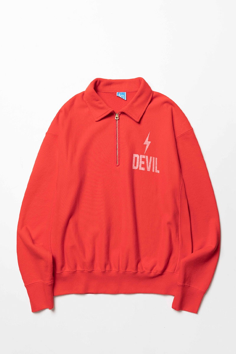 Devil half zip sweat shirt (Red)