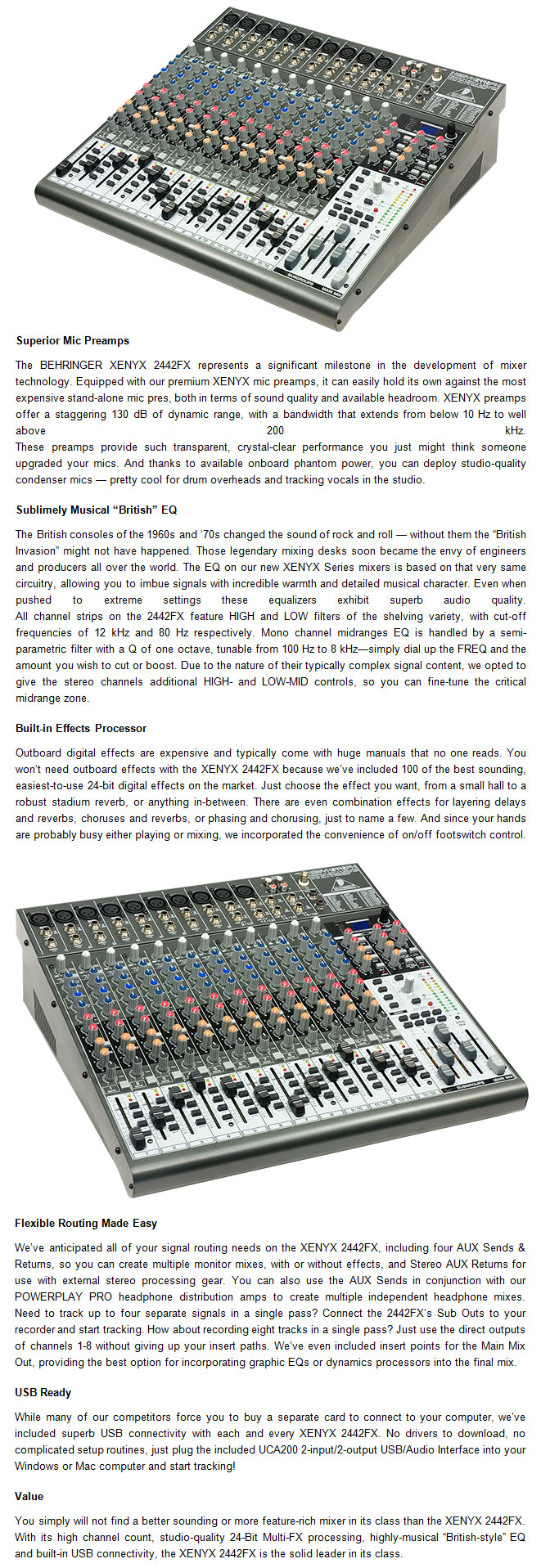 24ch Analog Mixer with 24-Bit Multi-FX Processor and USB/Audio Interface  XENYX 2442FX behringer