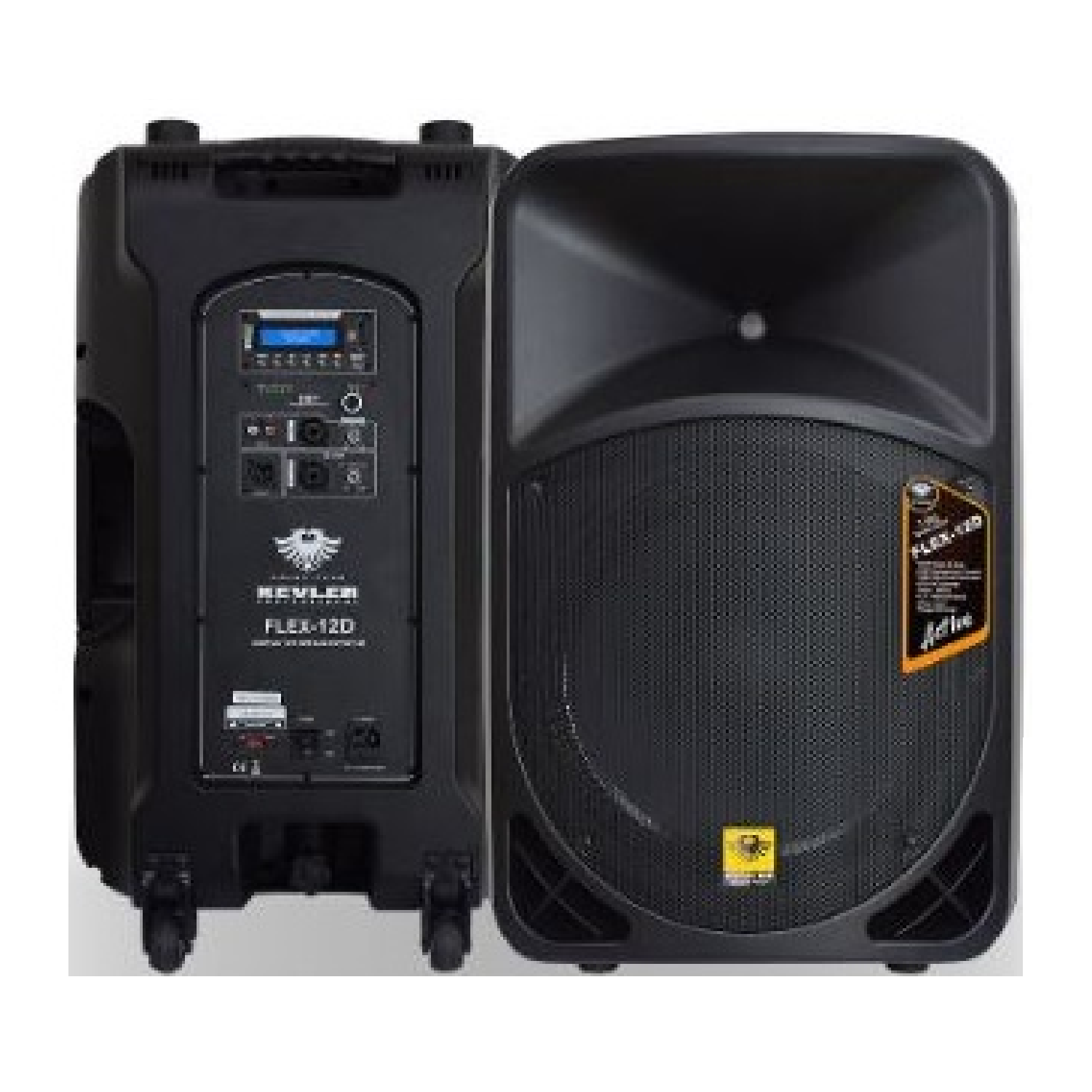 2 Way Full Range 12 Inch Woofer 1.7 Inch Tweeter Class D 500W Amp with USB and BT (Sold By Pair)   FLEX 12D kevler