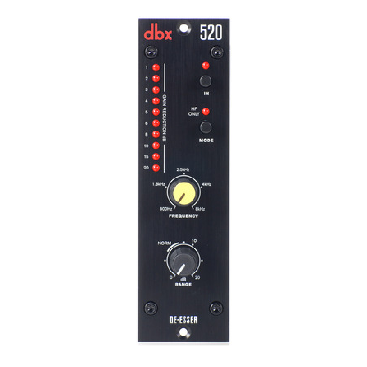 500 Series De-esser with Adjustable 800Hz-8kHz Operation and LED Gain Reduction Meter   DBX520 dbx