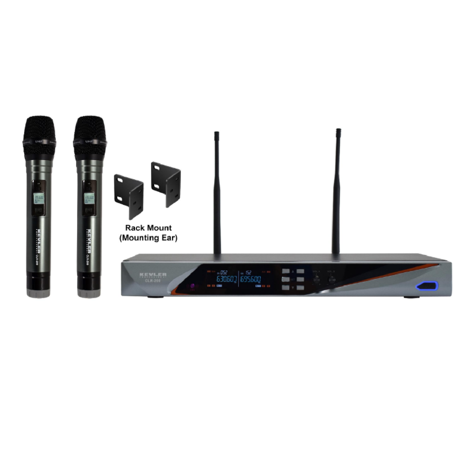 Dual Channel UHF Wireless Handheld Microphone with 200 Selectable Frequencies 600 - 724 MHz   CLR200 kevler