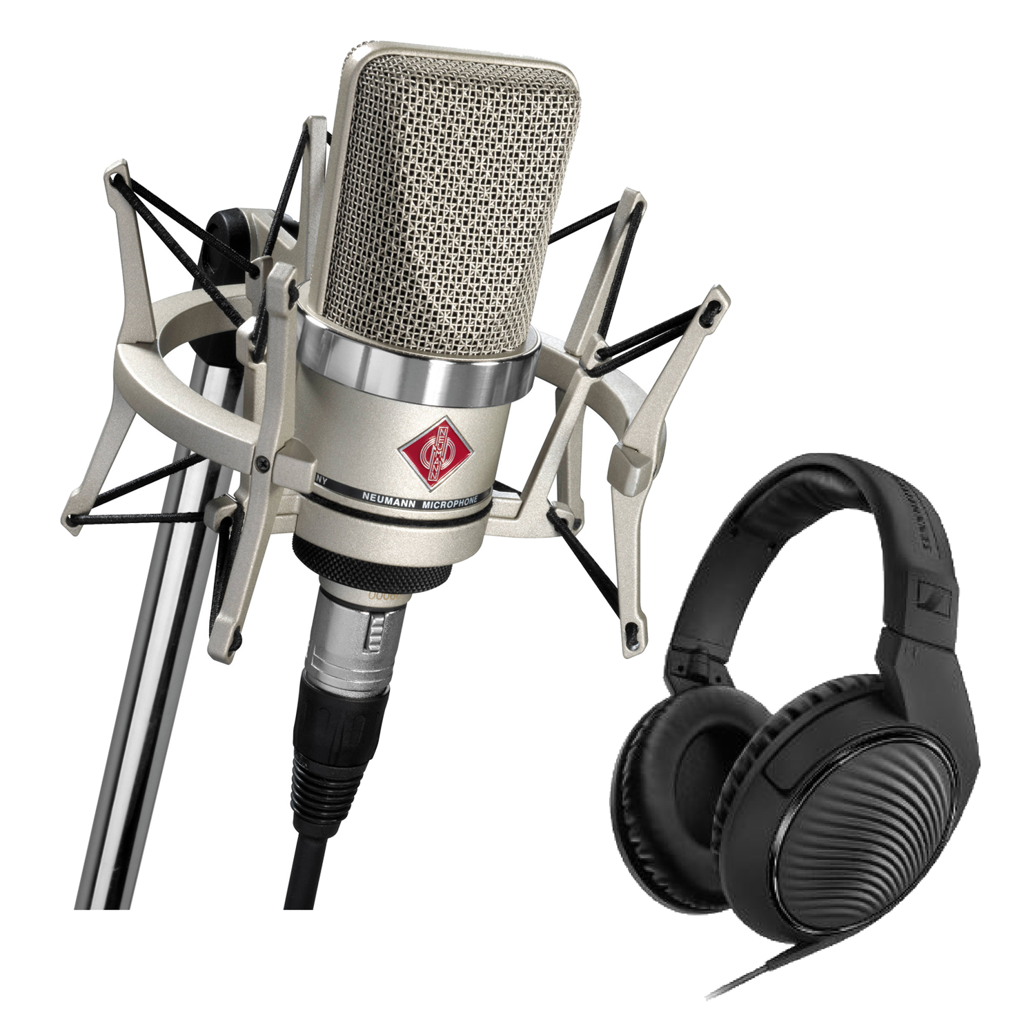 Large-Diaphragm Studio Condenser Microphone (Studio Set, Black/Silver) with Free Sennheiser HD 200 Pro   TLM 102 Studio set  with free Sennheiser HD 200 Pro neumann