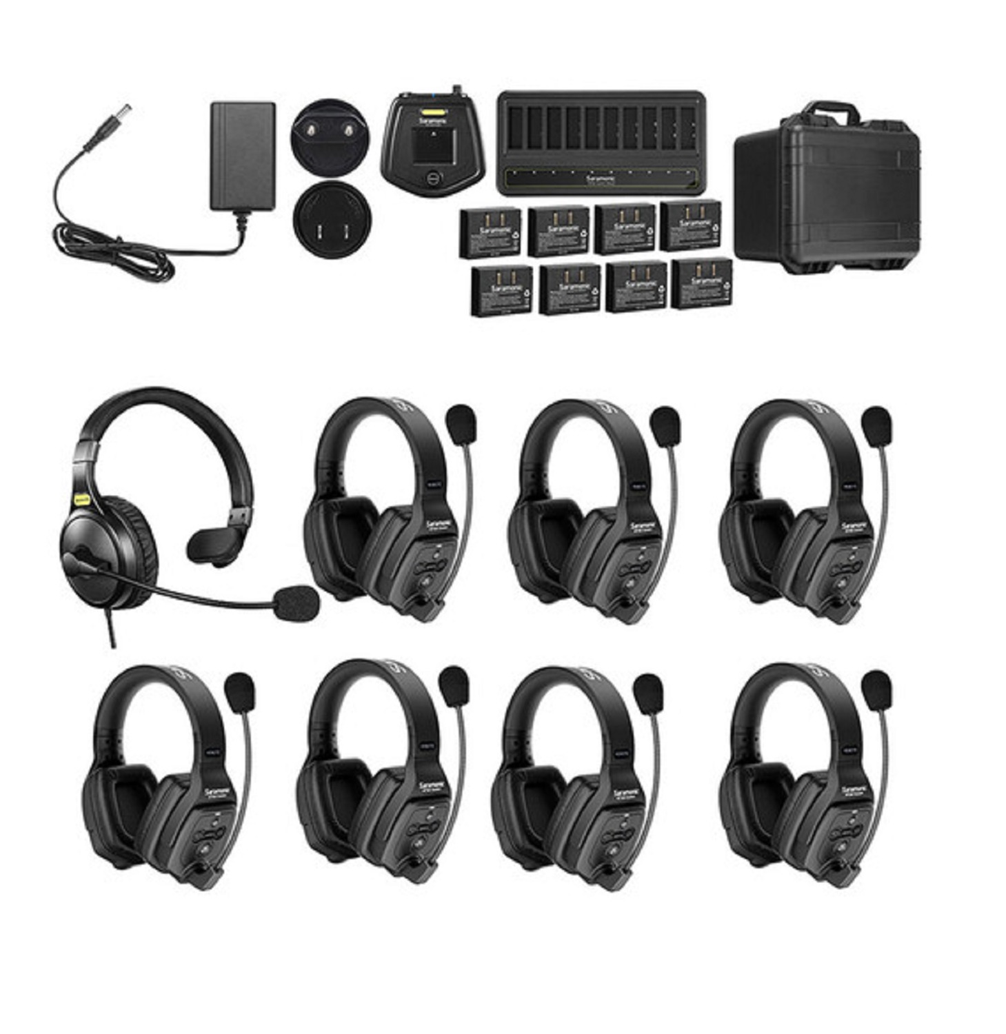 8-Person Full-Duplex Wireless Intercom System with Dual-Ear Remote Headsets (1.9 GHz) Saramonic WiTalk WT8D