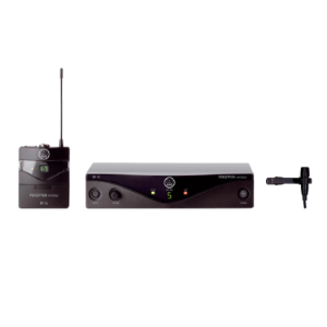 PT45 Wireless Body Pack Transmitter 40 - 20,000 Hz 10mW, SR45 Wireless Stationary Receiver, Cardioid Condenser Lavalier Mic 15 to 18,000Hz 200 Ohms   Perception wireless 45 presenter set BD B2 akg