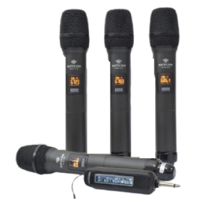 Quad UHF Wireless Microphone 676MHz - 697MHz with Included Travel Case   UHM 4.0 kevler
