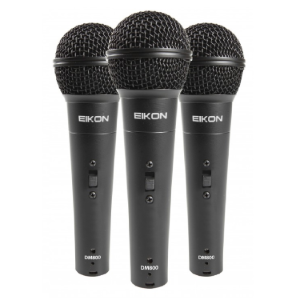 3 x Vocal Dynamic Microphone with 3 x Microphone Holders, ABS Carrying and Storage Case   DM800 KIT proel
