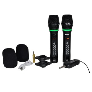 Dual Portable Handheld UHF Wireless Microphone w/ 50 Selectable Frequency Per Channel Kevler AKM 58