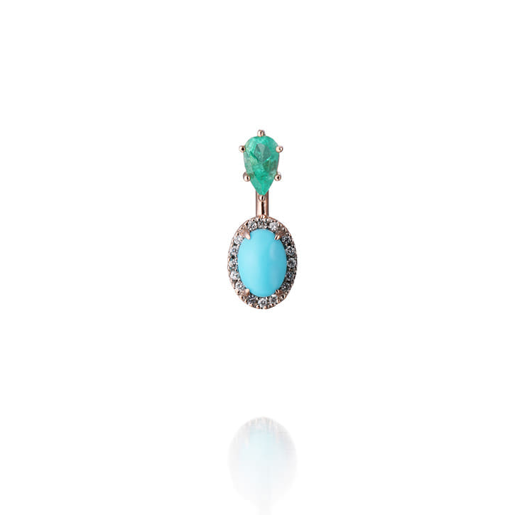 EDEN TURQUOISE AND EMERALD EARRING