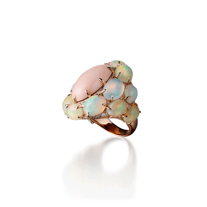 CORAL OPAL RING