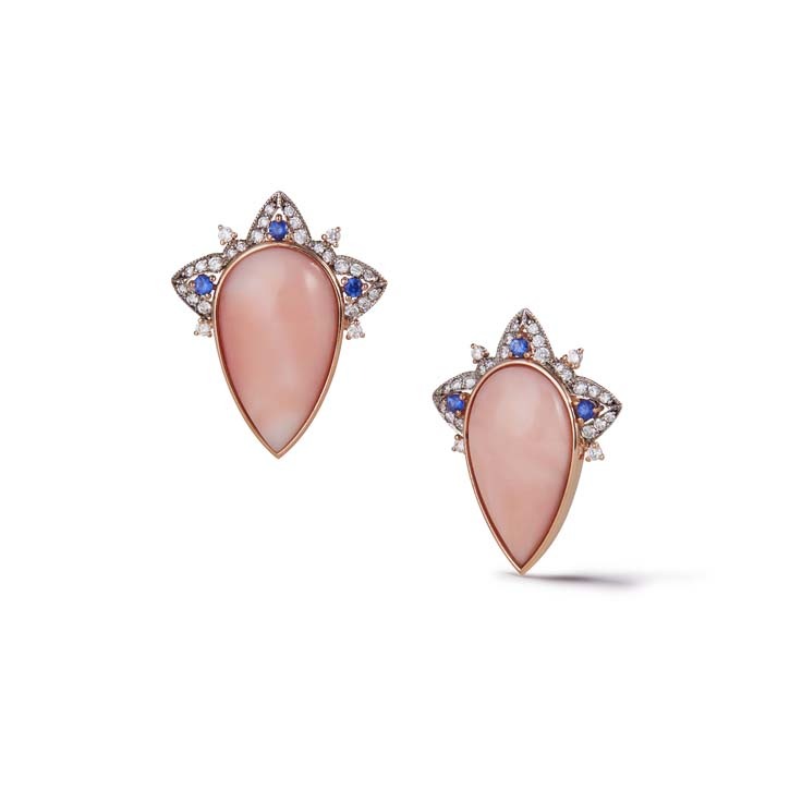 ANNA COMNENA PEAR SHAPED PINK CORAL EARRING