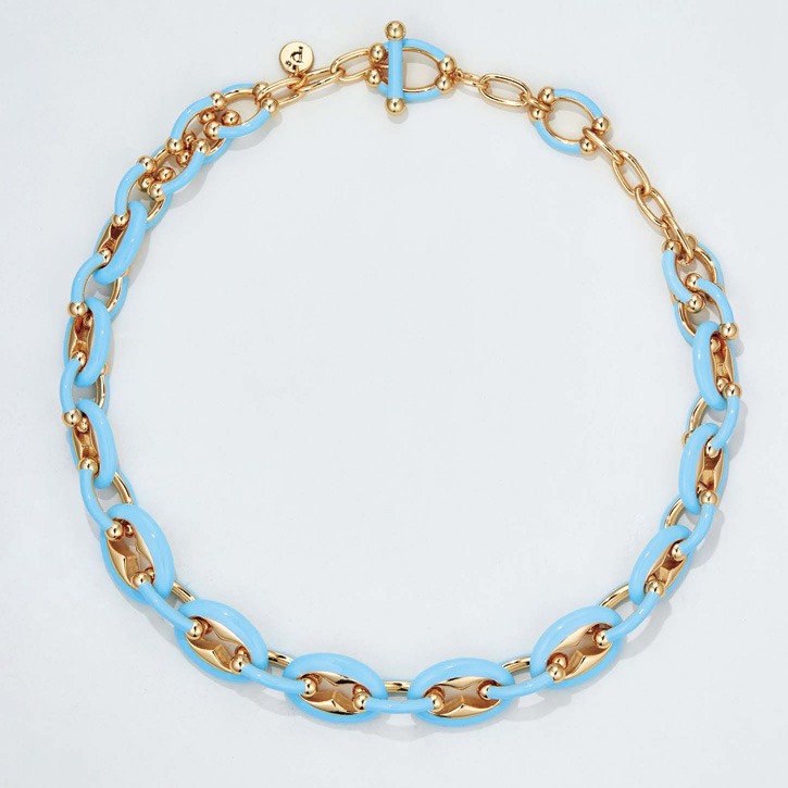 Marina Enamel Chain Necklace (Ice blue)