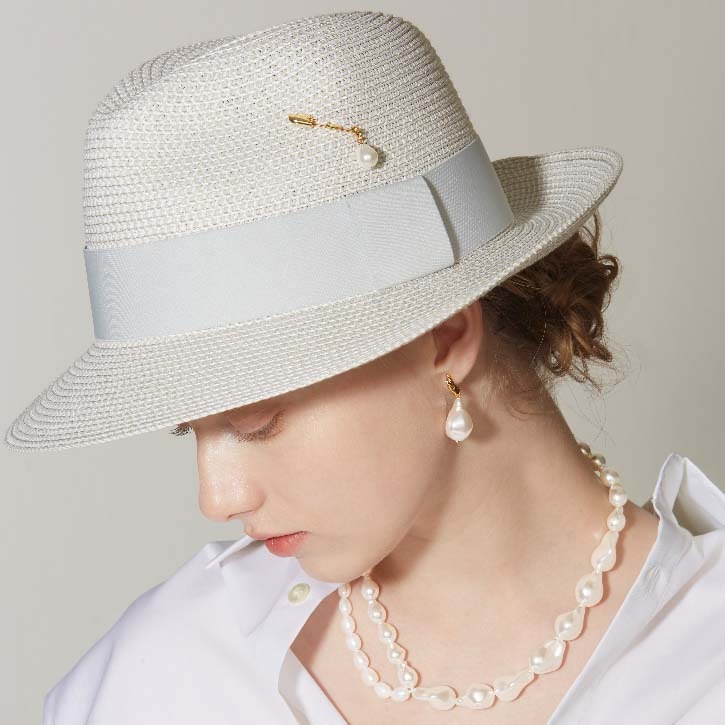 Pearl Embellished Panama Hat