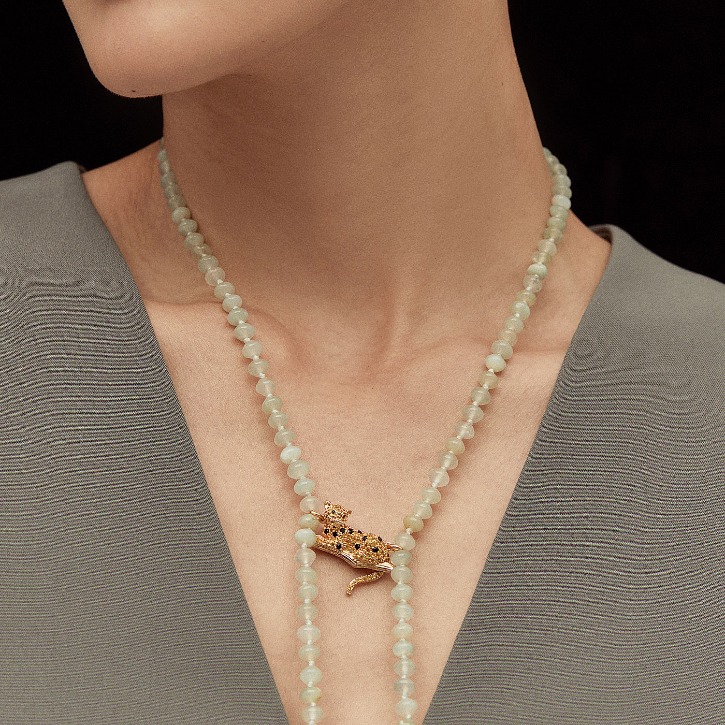 Jade Leopard tie necklace