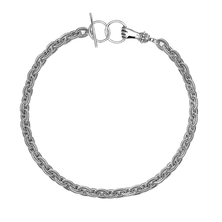 Grab Your Eye Hand Clasp Necklace (Silver)