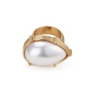 Pear-shaped Mabe Pearl Ring