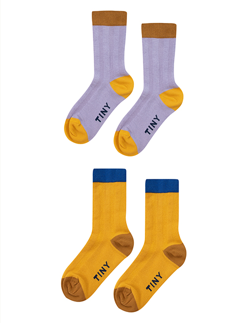 [TINY COTTONS]  BICOLOR SOCKS PACK_mustard/lilac [2Y, 4Y]