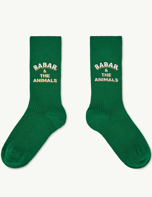 [The Animals Observatory]   WORM KIDS SOCKS Green_Babar &amp; The Animals [23-26, 27-30, 31-34, 35-38]