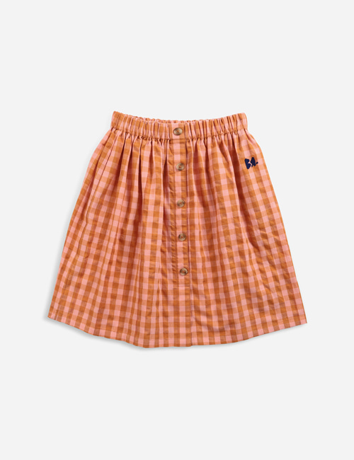 [BOBO CHOSES] Vichy buttoned woven midi skirt [6-7y]