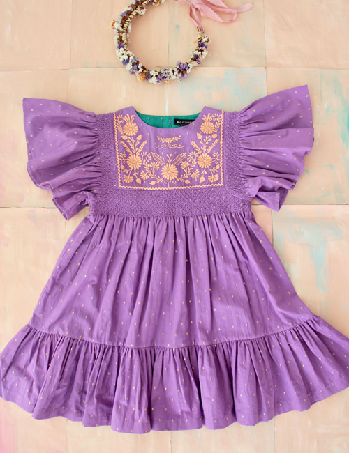 [BONJOUR DIARY] New Rosalie dress with new sleeves _ Purple Gold dot Color