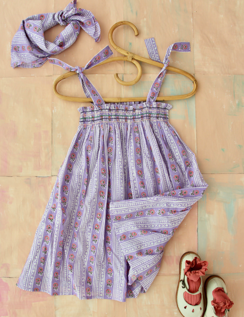 [BONJOUR DIARY] Skirt dress with 50*50 Scarf _ Wallpaper print