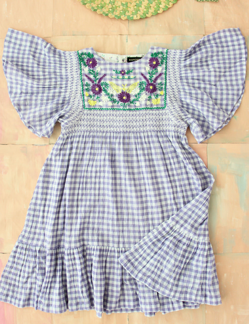 [BONJOUR DIARY] New Rosalie Dress with new sleeves _ Violet Gingham