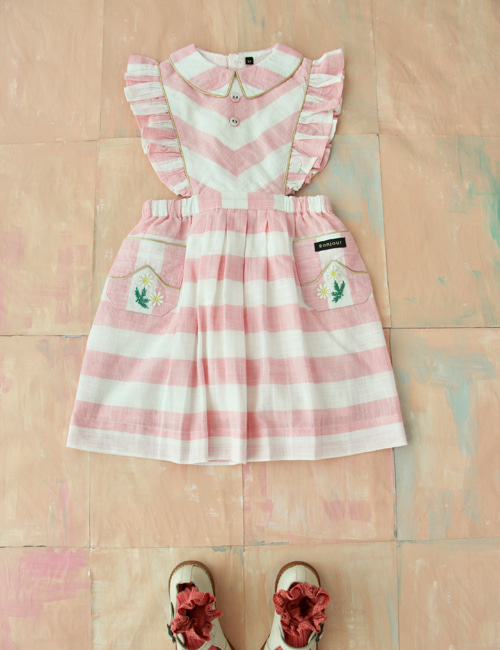[BONJOUR DIARY] Reina dress _ Large pink stripes
