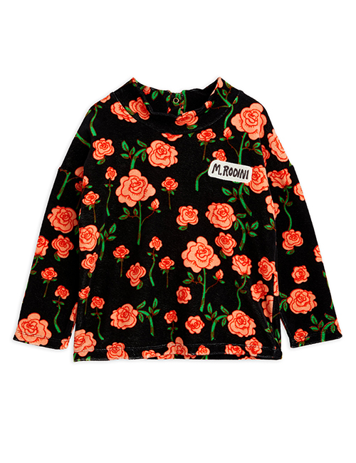 [MINI RODINI] Roses velour sweater _ Black [116/122]
