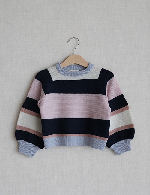 [MES KIDS DES FLEURS]striped sweater _ pinkish purple[90% WOOL,10% CASHMERE][ M, L]