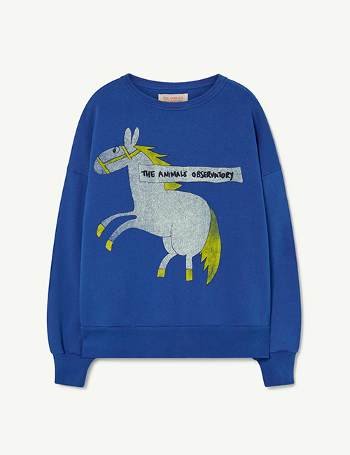 [The Animals Observatory]  Deep Blue Horse Bear Oversize Sweatshirt [10Y, 12Y, 14Y]