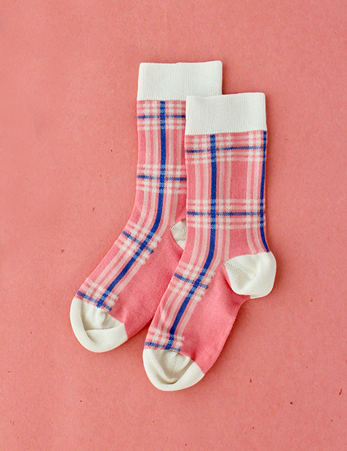 [BONJOUR DIARY] CHAUSSETTES CHECKS - pink