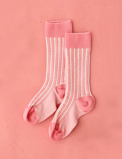 [BONJOUR DIARY] CHAUSSETTES STRIPES - pink