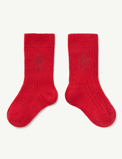 [The Animals Observatory]  SNAIL BABY SOCKS Red_Logo [12-18]