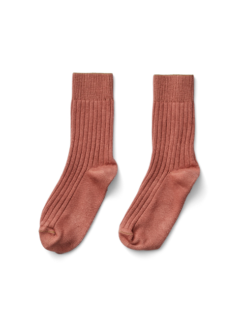 [SOOR PLOOM] Plain Rib Sock, Terracotta [8Y]