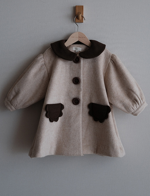[MES KIDS DES FLEURS] Lantern sleeve overcoat _ Beige (70%wool 30%Polyester)