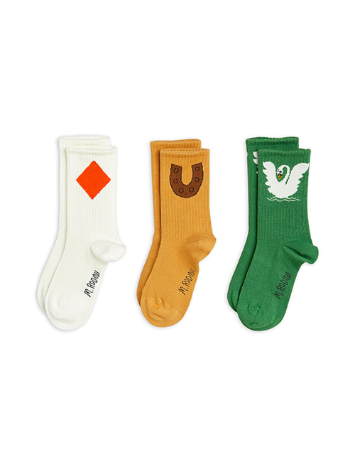 [MINI RODINI] Horseshoe 3-pack socks _ beige