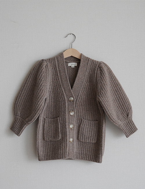 [MES KIDS DES FLEURS]cardigan sweater _ Dark brown [100% WOOL][ XS, S, M, L]