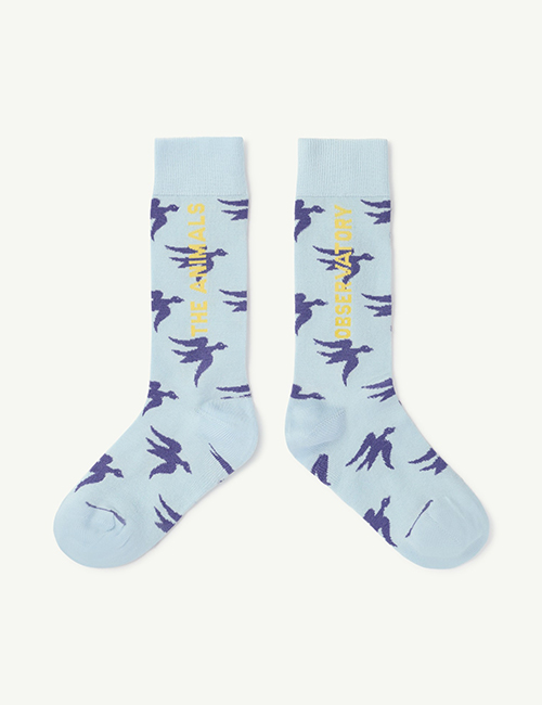 [The Animals Observatory]  Birds Soft Blue Worm Socks [ 23-26, 27-30]