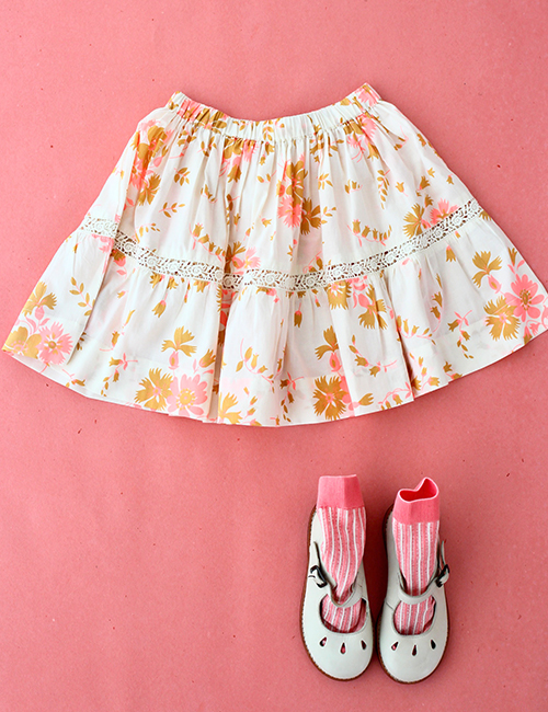 [BONJOUR DIARY] SKIRT _ bouquet fluo curry [2-3Y, 12Y]