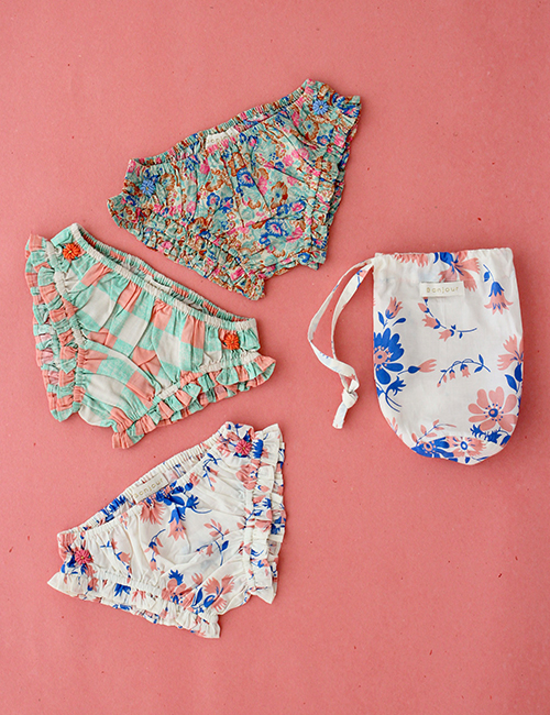 [BONJOUR DIARY] PANTY SET IN PANTY POUCH _ Blue garden [6Y,10Y]