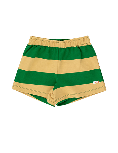 [TINY COTTONS]  TINY STRIPES SHORT _ pale ochre/pine green [3Y, 4Y]