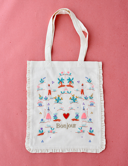 [BONJOUR DIARY] TOTE BAG WITH FLOUNCE _ natural Pique