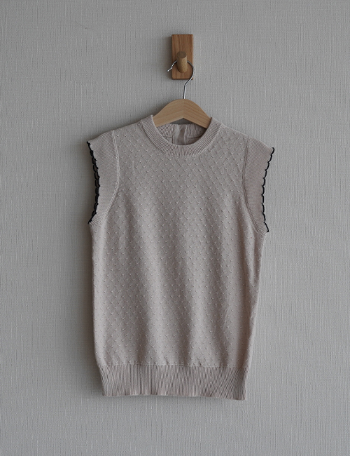 [ MES KIDS DES FLEURS] knit vest _ Beige (100%Cotton)