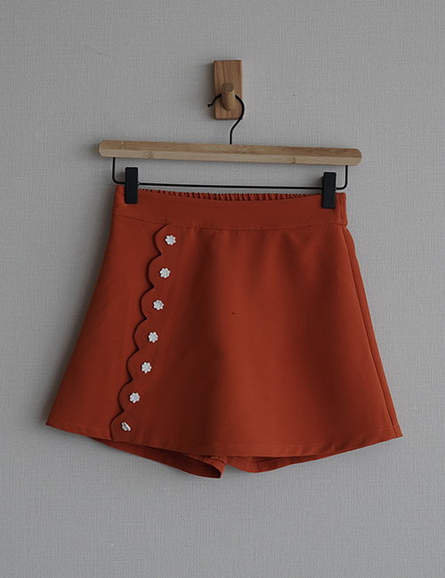 [ MES KIDS DES FLEURS] Floral detail culottes _ orange(90% polyester 10% spandex)
