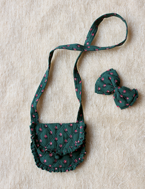 [BONJOUR DIARY]POUCH BAG + HAIR CLIP Provencal print - pique fabric