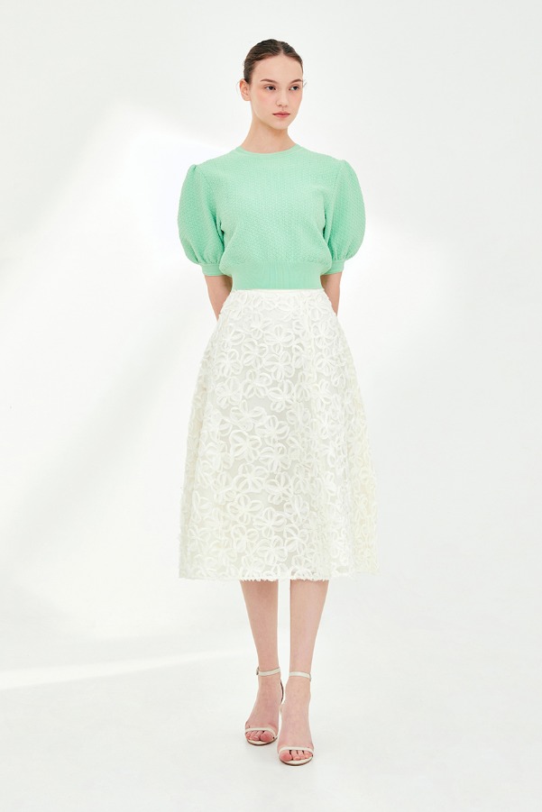 [손예진 착용]ERIN Floral chiffon full skirt (Ivory)