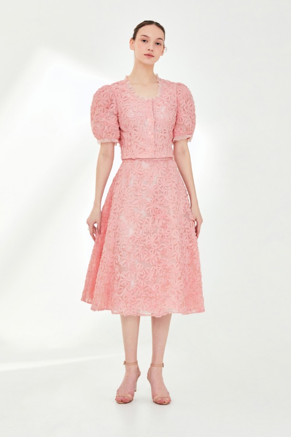 ERIN Floral chiffon full skirt (Light pink)