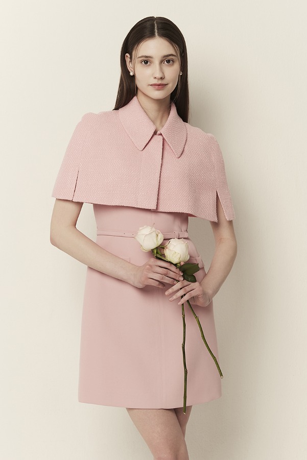[박민영 착용]BETTY Shoulder pad sleeveless A-line dress (Pink)